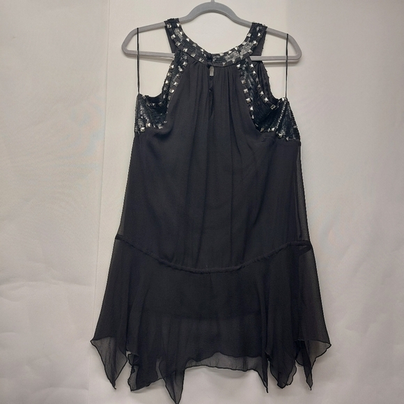 Hannah Jo Silk studded sequin embellished Sleeveless Top L Whimsigoth Grunge - Picture 4 of 13